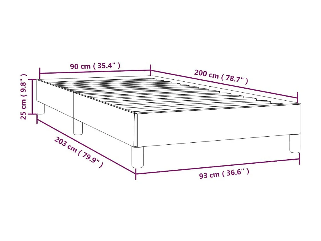 Estrutura de cama 90x200 cm tecido cinzento-escuro