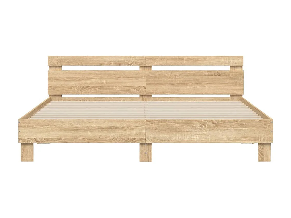 Estrutura cama c/ cabeceira/luzes LED 160x200cm carvalho sonoma