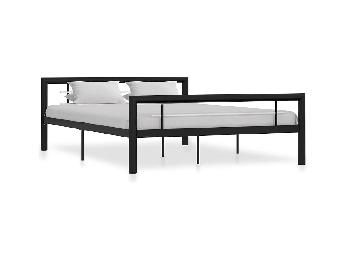 Bedframe metaal zwart en wit 140x200 cm