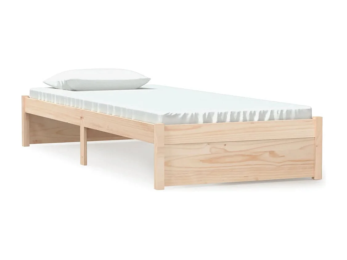 Estructura de cama individual madera maciza 75x190 cm