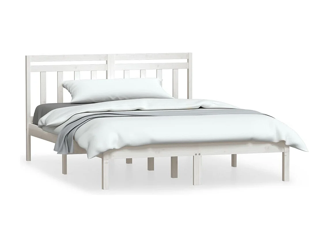 Estrutura de cama dupla 135x190 cm madeira maciça branco