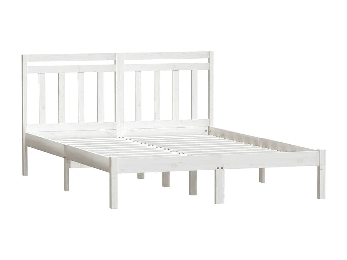 Estrutura de cama dupla 135x190 cm madeira maciça branco