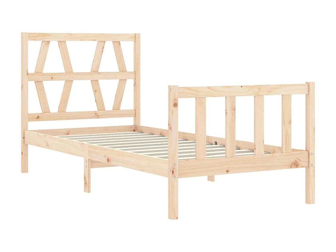 Estructura de cama individual con cabecero madera maciza