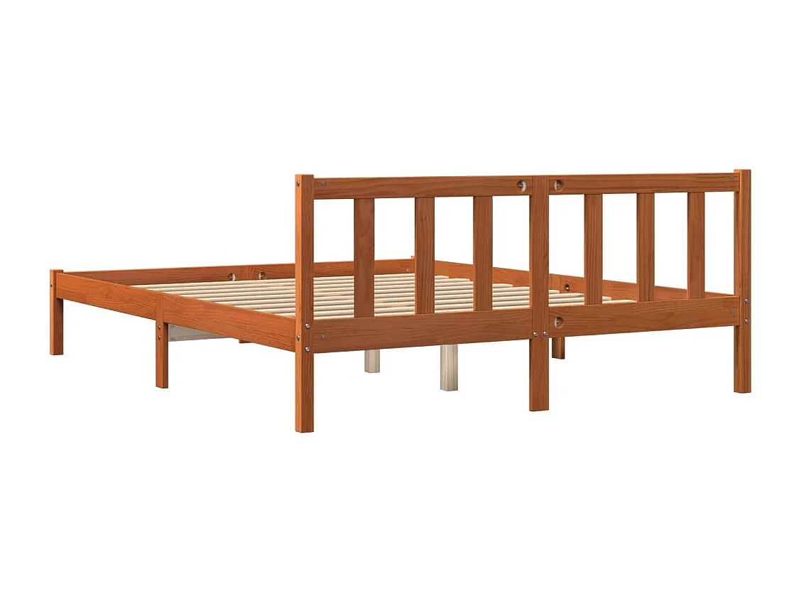 Estructura de cama madera maciza pino marrón cera 160x200 cm