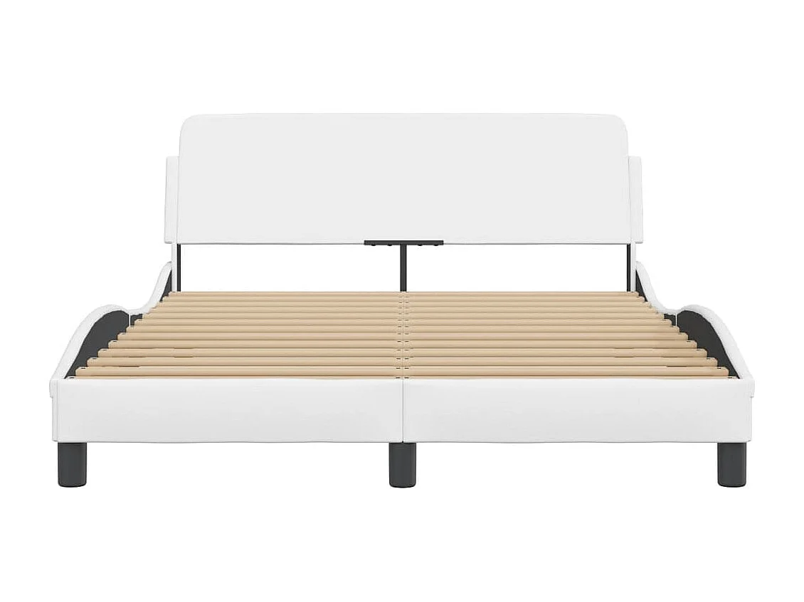 Estructura de cama cabecero cuero sintético blanco 140x190 cm
