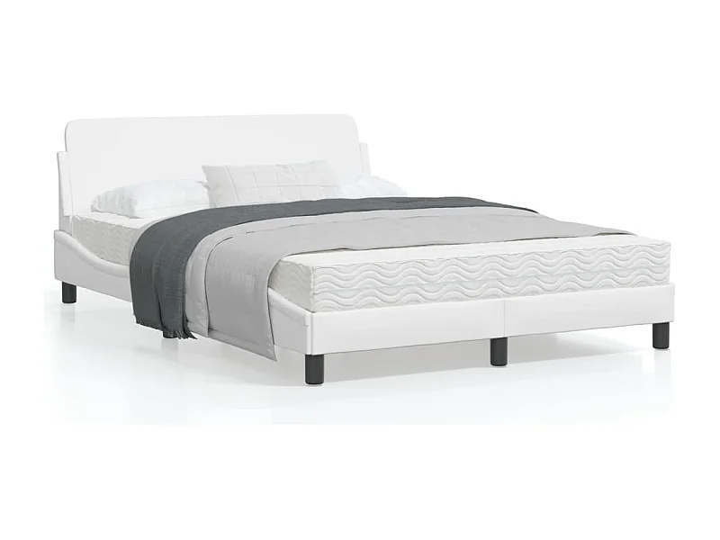 Estrutura cama c/ cabeceira couro artificial 140x190 cm branco
