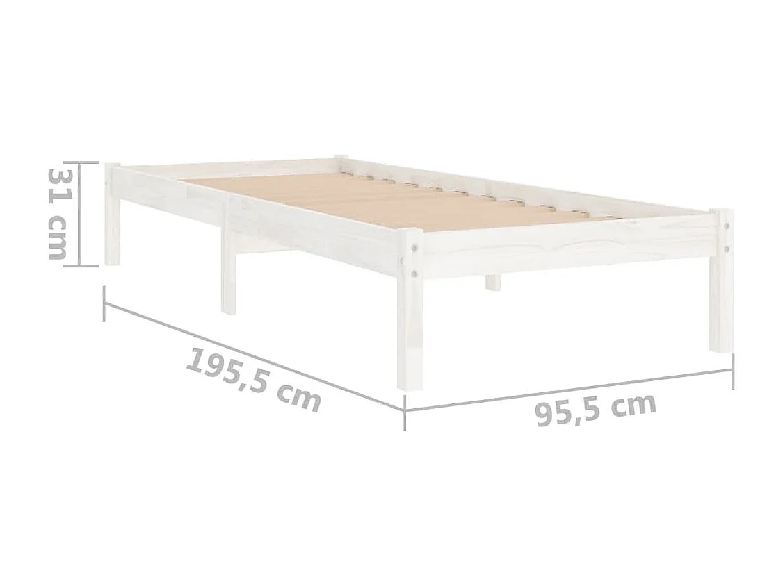 Cadre de lit Blanc Bois massif 90x190 cm Simple
