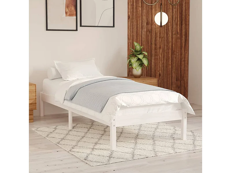 Cadre de lit Blanc Bois massif 90x190 cm Simple