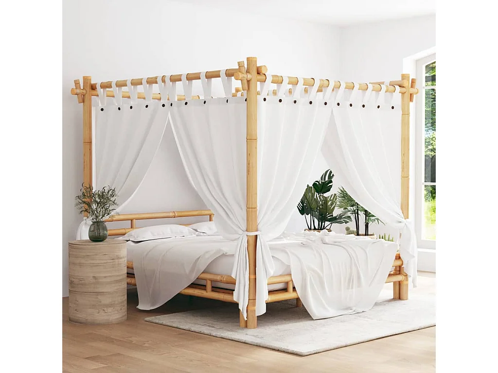 Lit à baldaquin 180x200 cm Bambou
