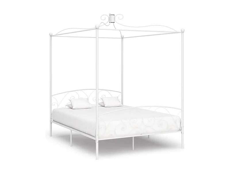 Hemelbedframe metaal wit 160x200 cm