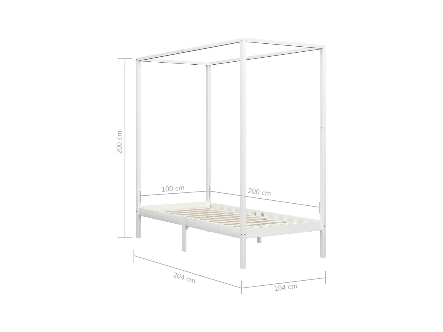 Cadre de lit à baldaquin Blanc Bois de pin massif 100 x 200 cm