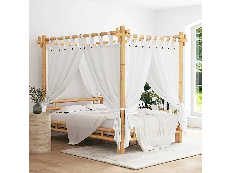 Lit à baldaquin 140x200 cm Bambou