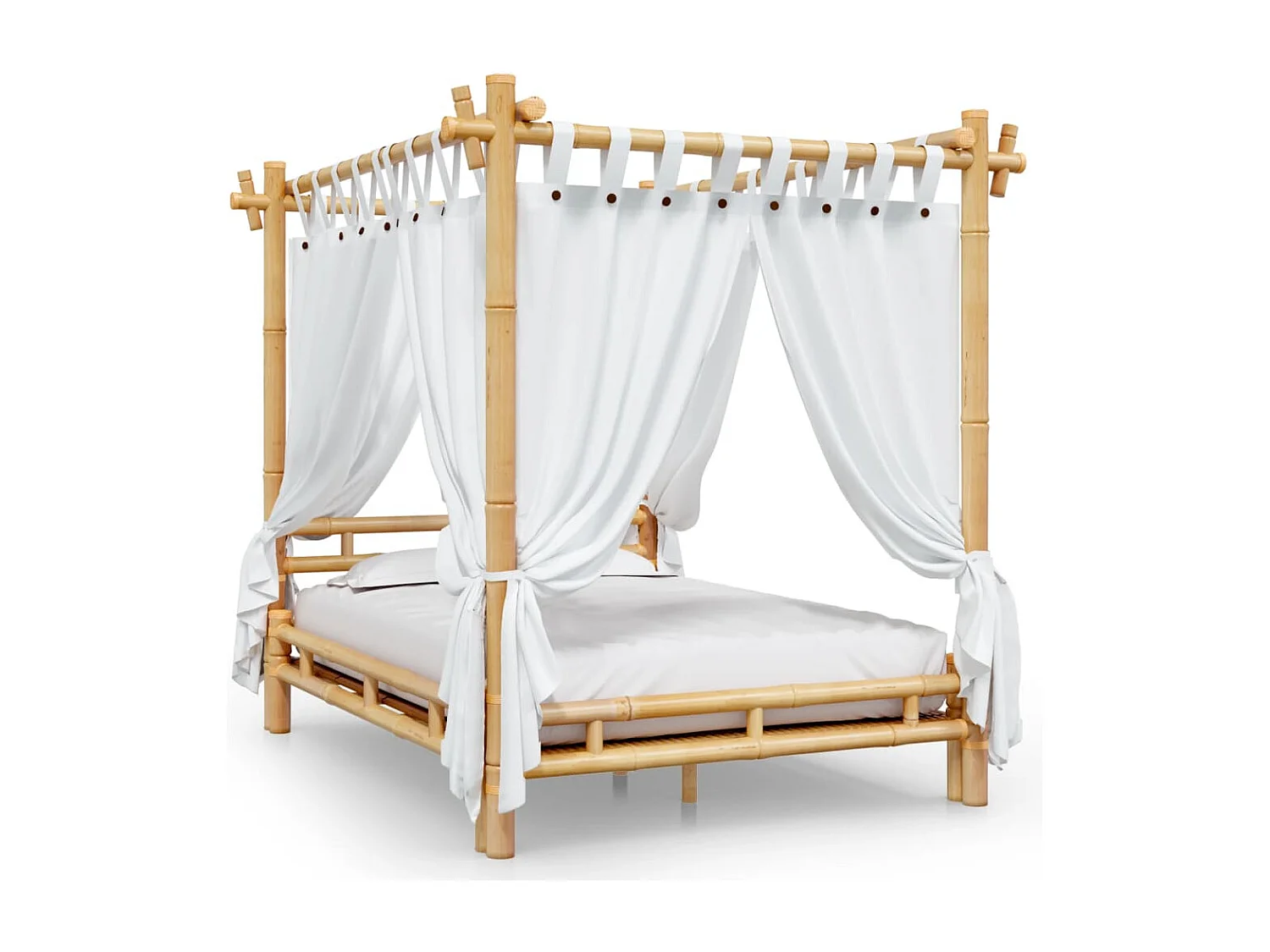 Lit à baldaquin 140x200 cm Bambou
