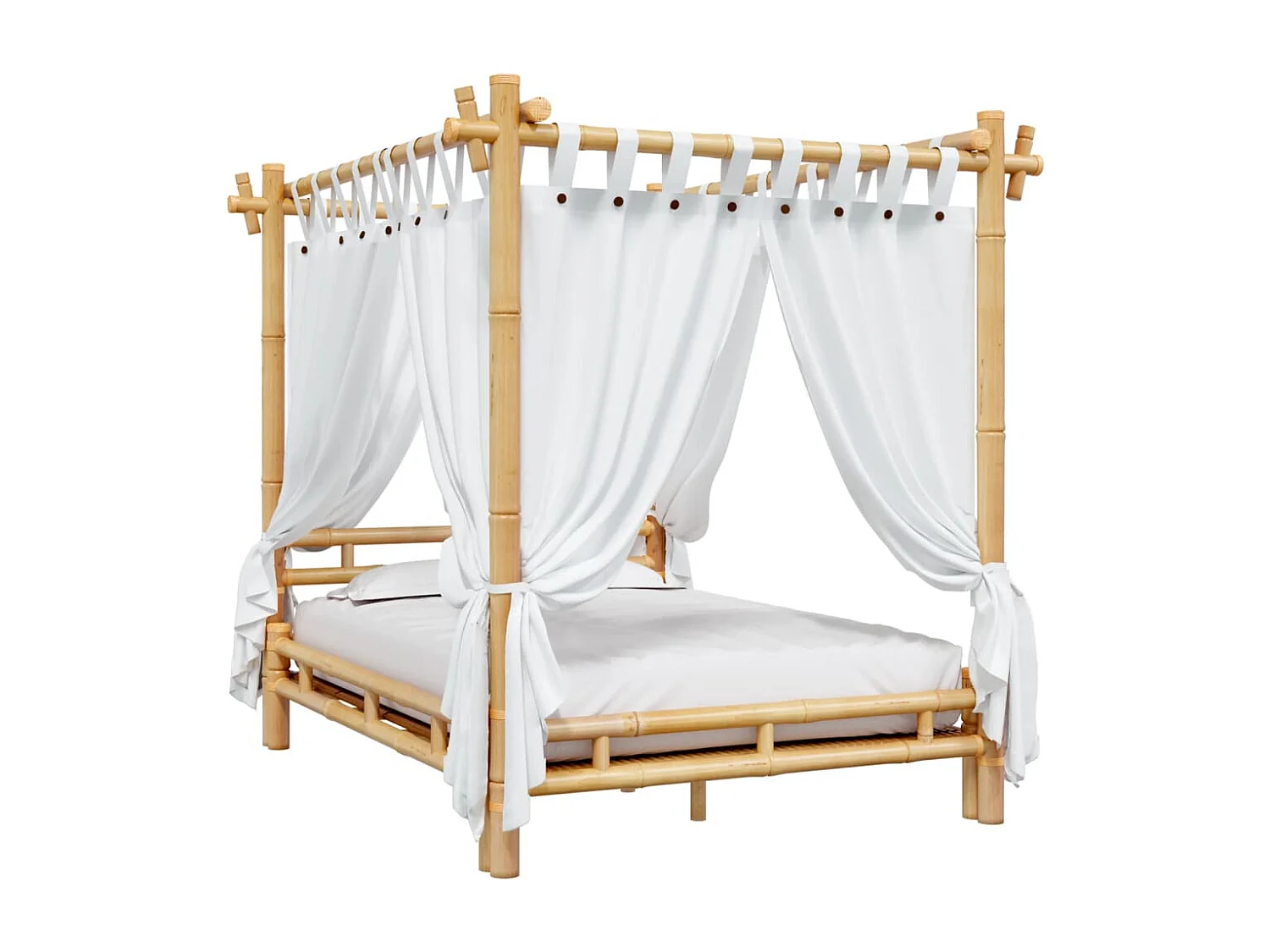 Lit à baldaquin 140x200 cm Bambou