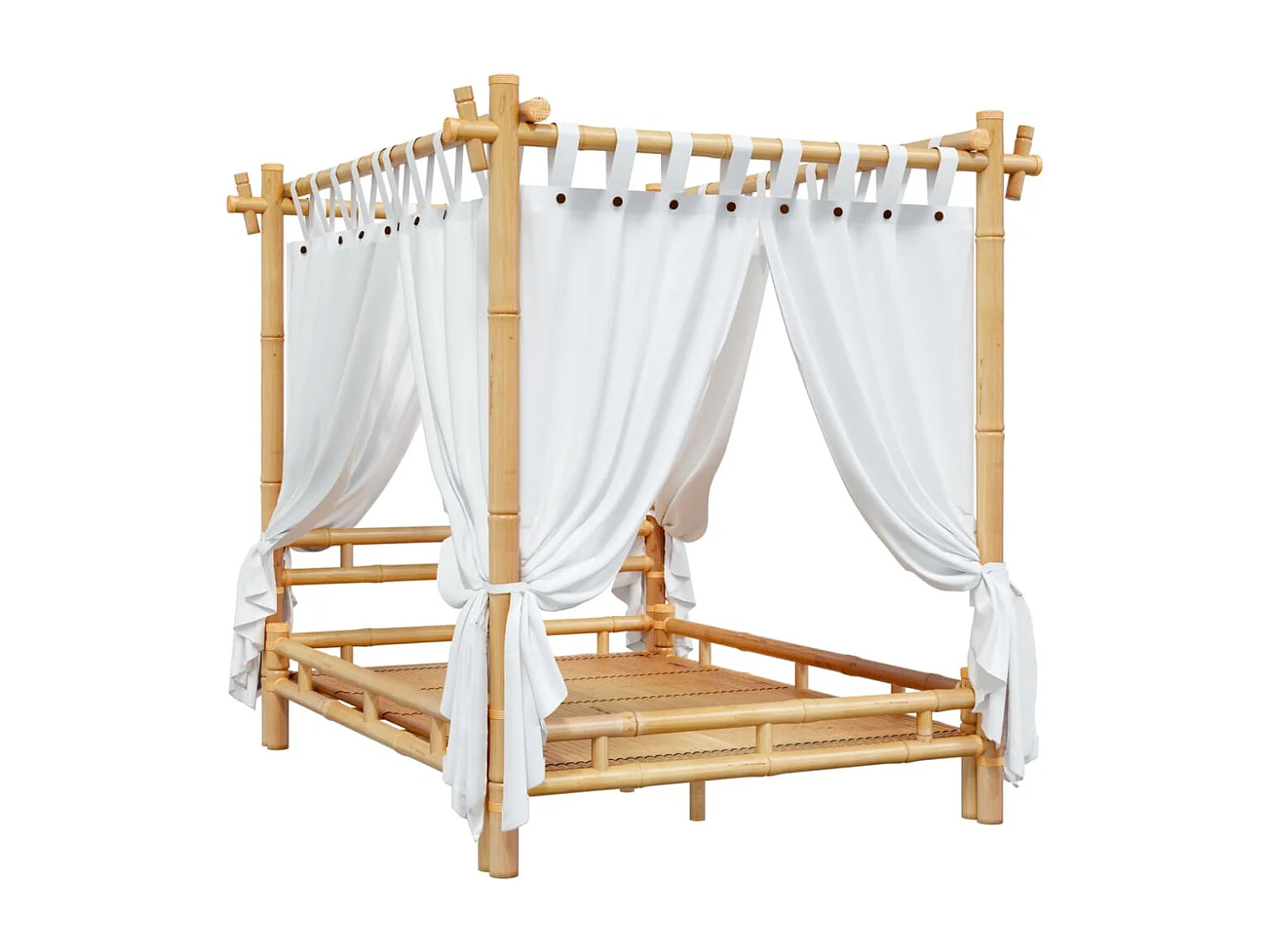 Lit à baldaquin 140x200 cm Bambou