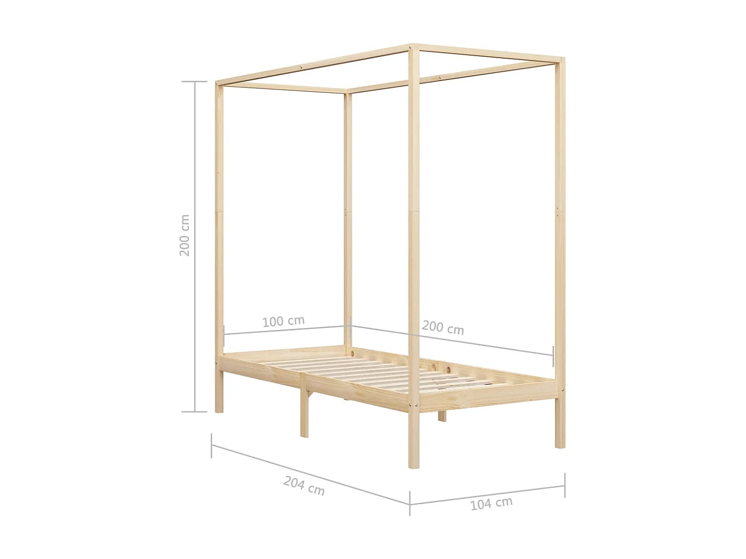 Estructura de cama con dosel madera maciza de pino 100x200 cm