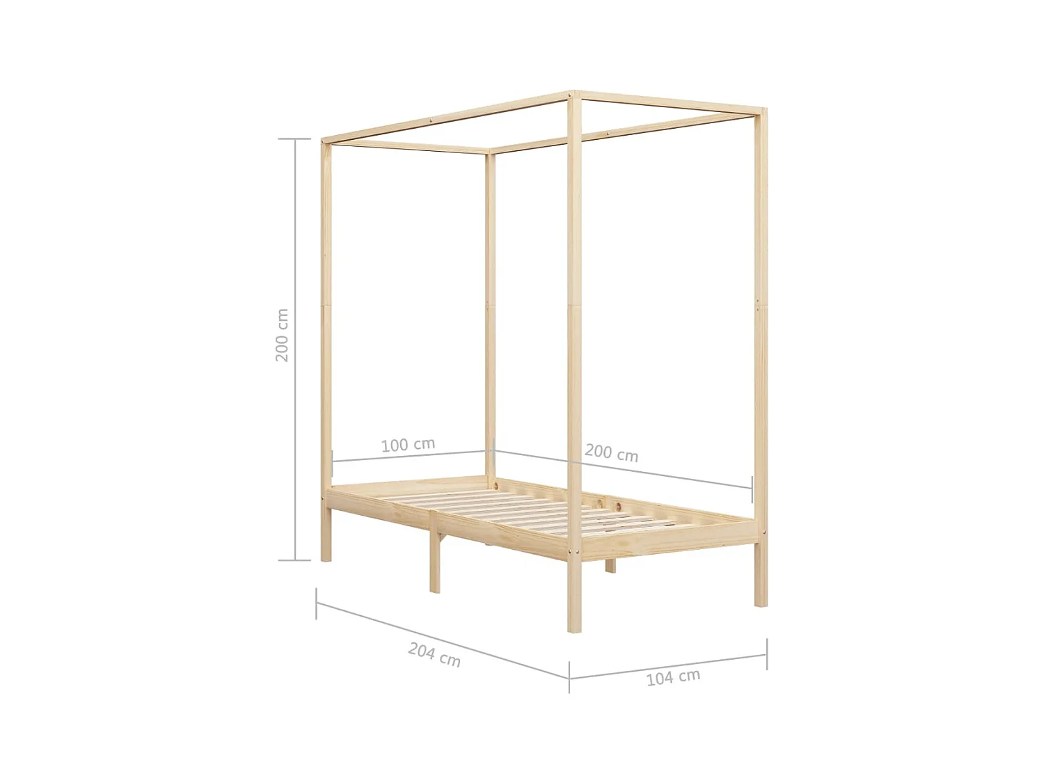 Cadre de lit à baldaquin Bois de pin massif 100 x 200 cm