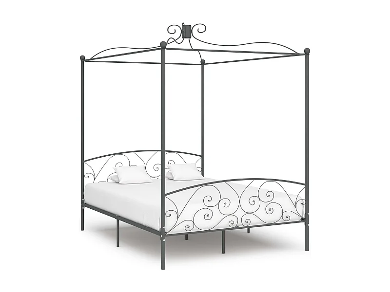 Hemelbedframe metaal grijs 160x200 cm