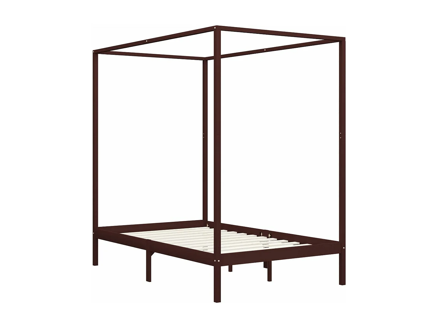 Estrutura cama com toldo 120x200cm pinho maciço castanho-escuro