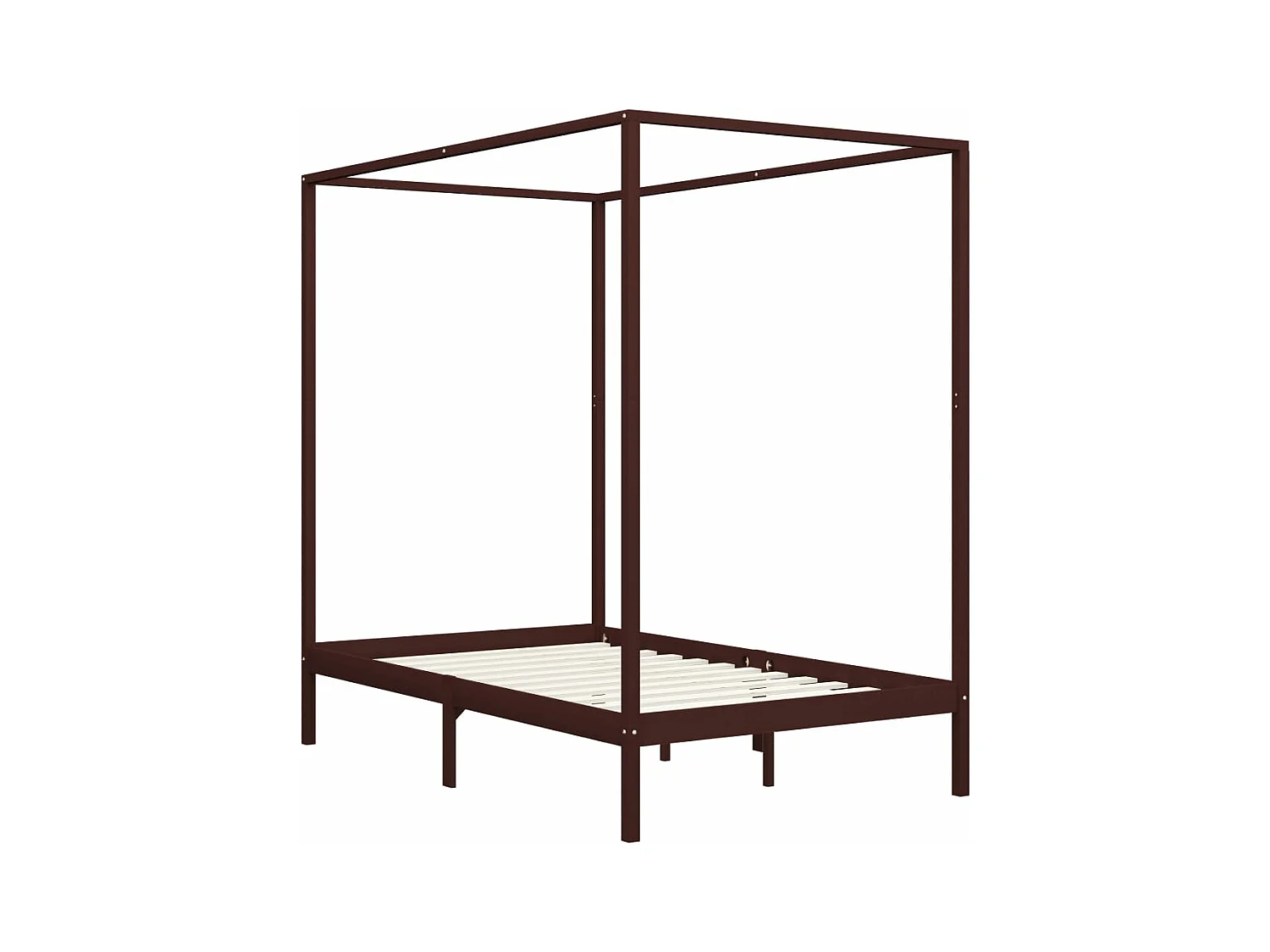 Cadre de lit à baldaquin Marron foncé Pin massif 120 x 200 cm