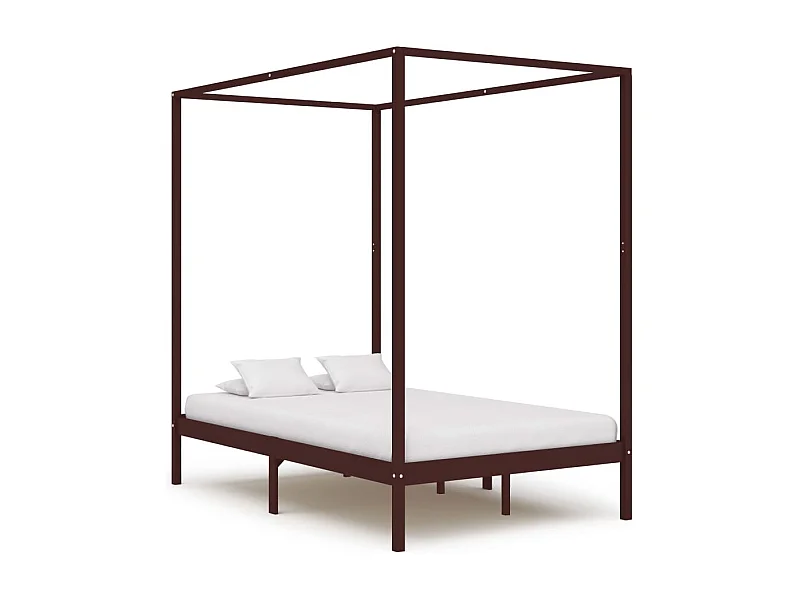 Cadre de lit à baldaquin Marron foncé Pin massif 120 x 200 cm