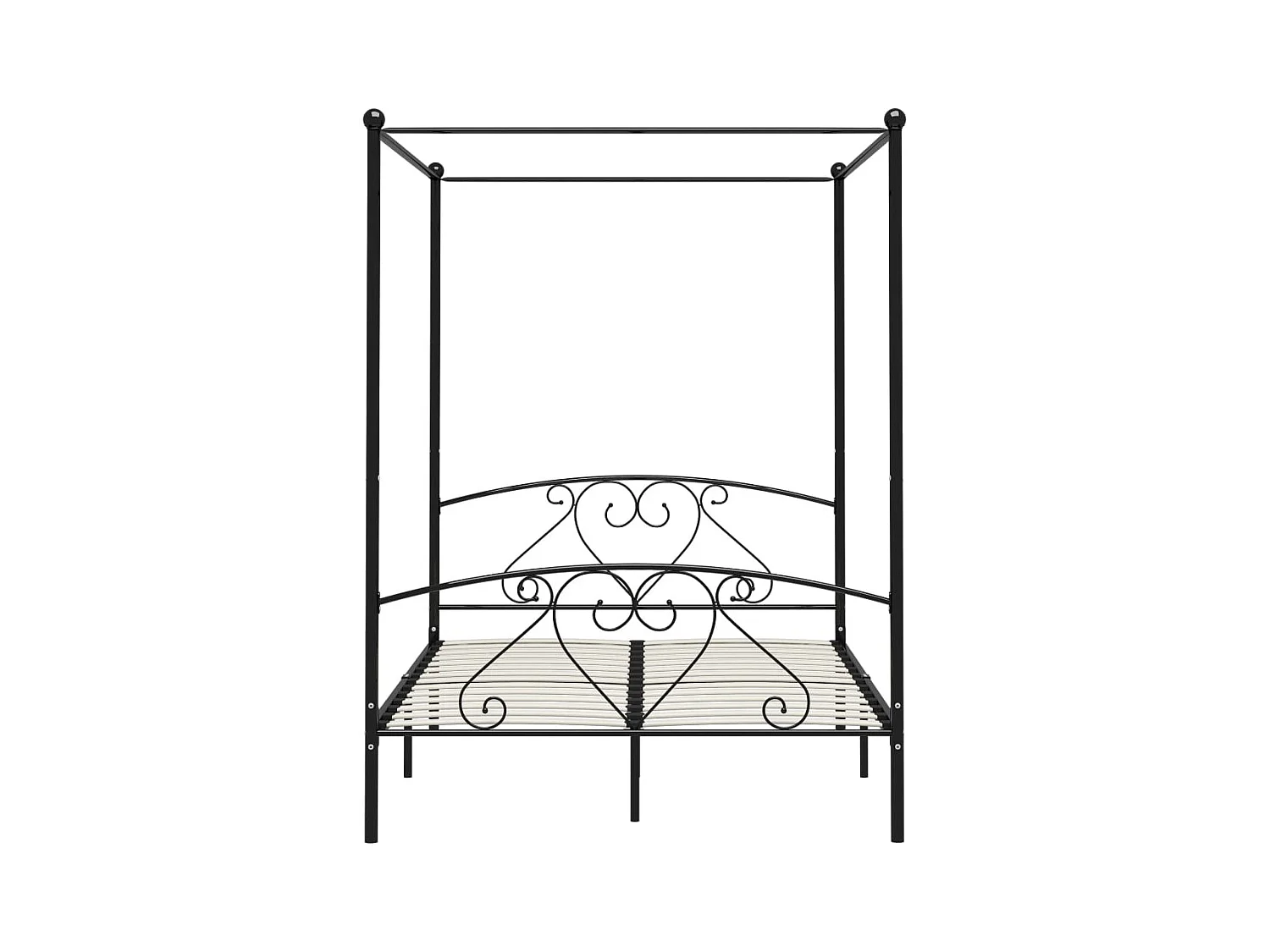 Hemelbedframe metaal zwart 160x200 cm