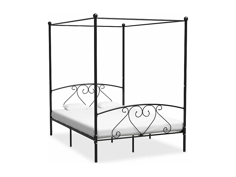 Hemelbedframe metaal zwart 160x200 cm