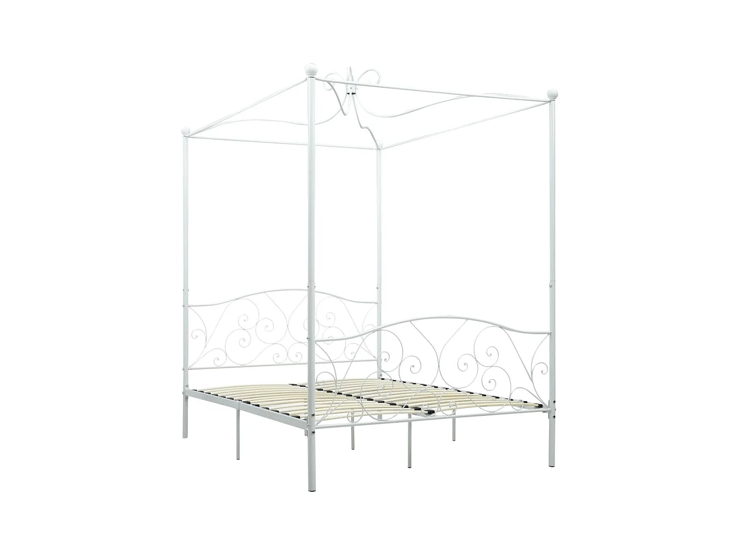 Estructura de cama con dosel metal blanco 120x200 cm