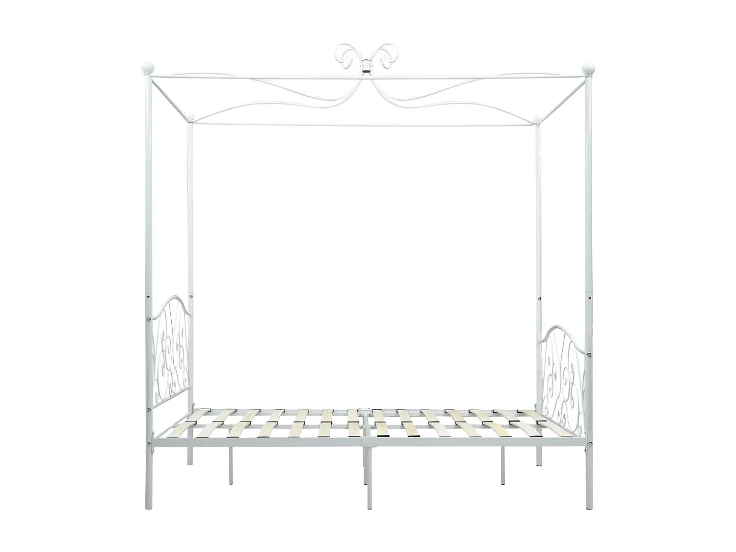 Cadre de lit à baldaquin Blanc Métal 120 x 200 cm
