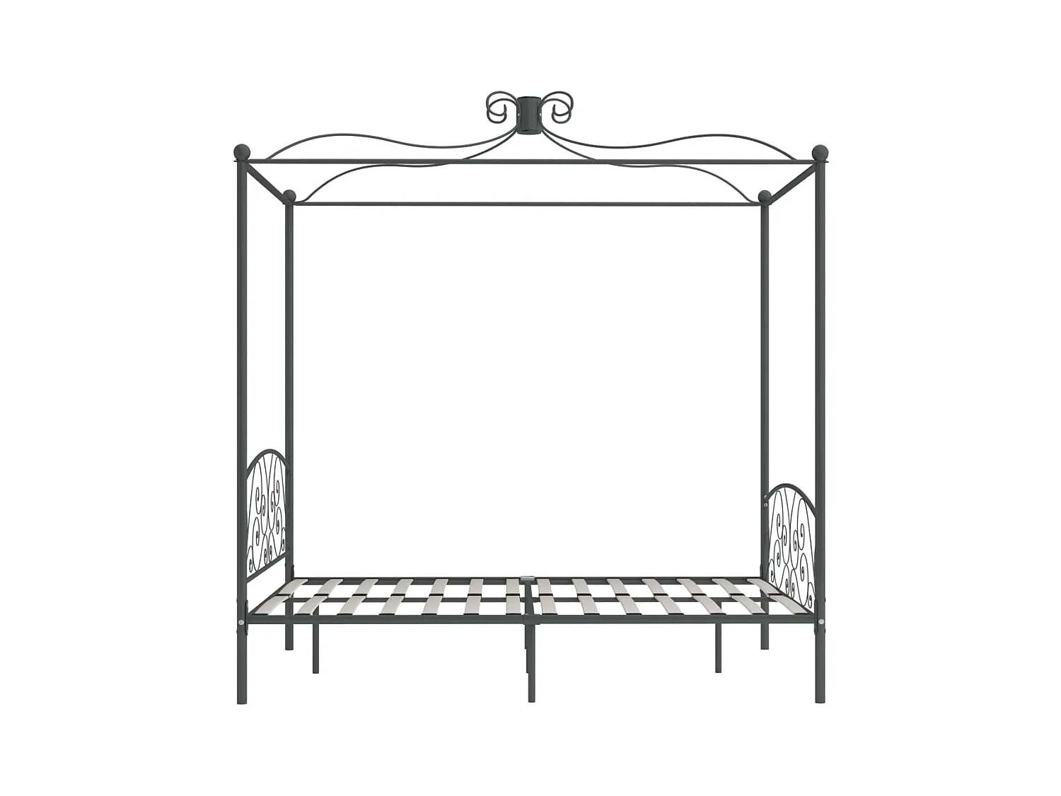 Estructura de cama con dosel metal gris 140x200 cm