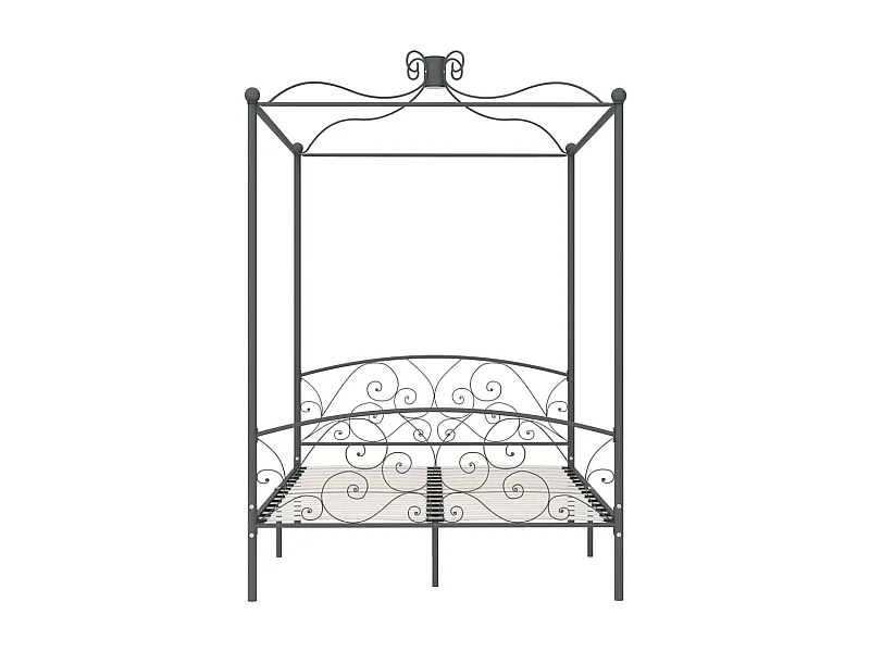 Estructura de cama con dosel metal gris 140x200 cm