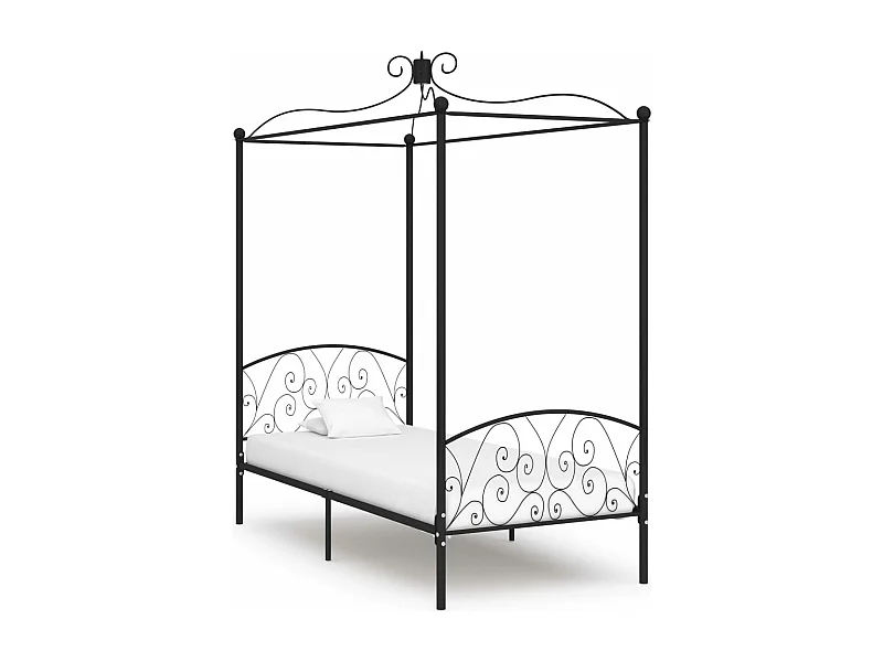 Estrutura de cama com dossel 100x200 cm metal preto