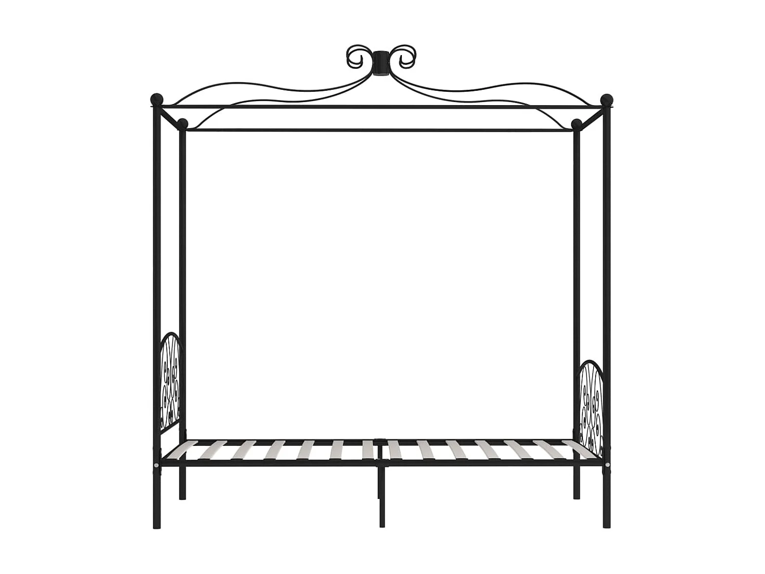 Cadre de lit à baldaquin Noir Métal 100 x 200 cm