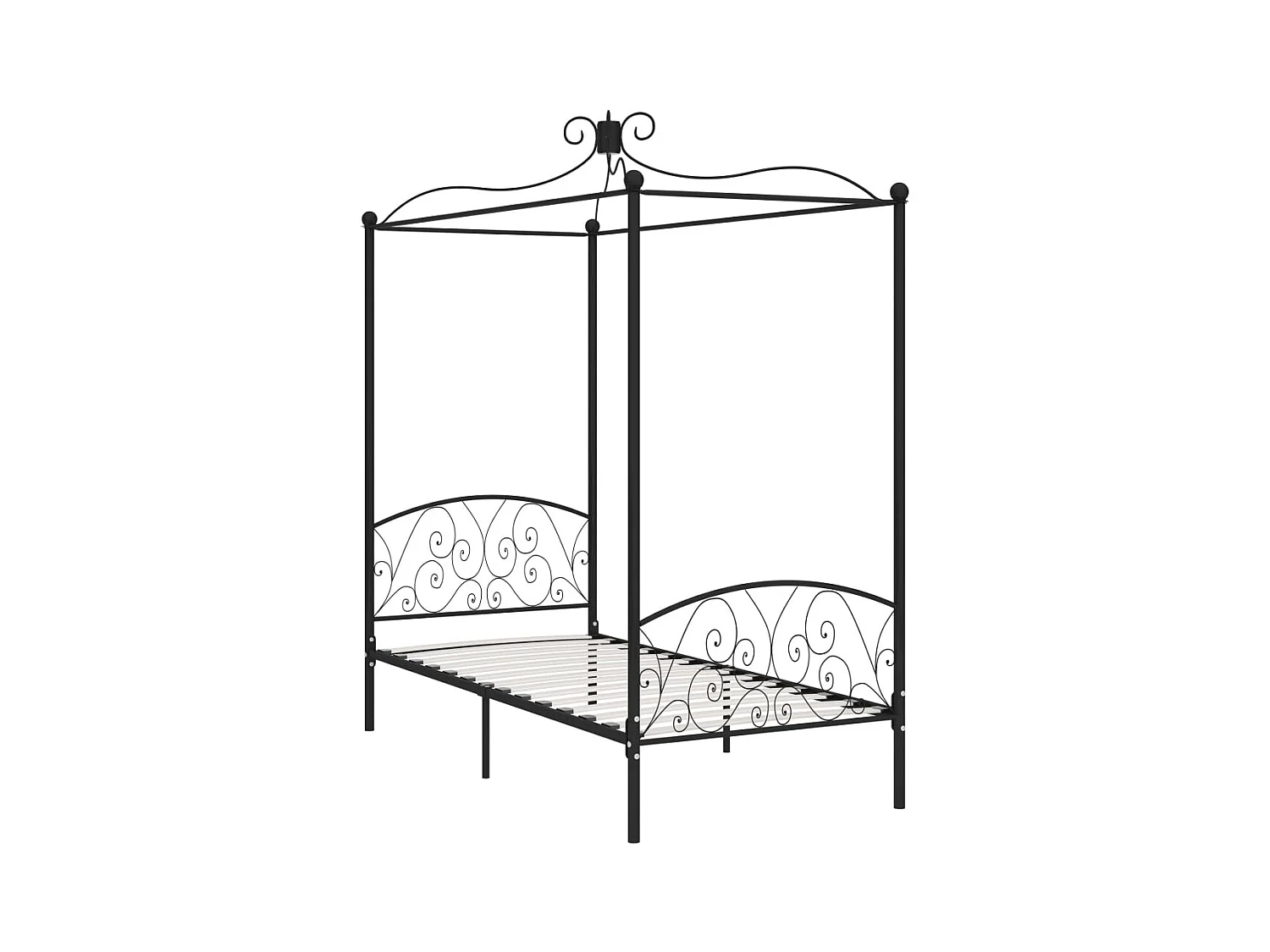 Cadre de lit à baldaquin Noir Métal 100 x 200 cm