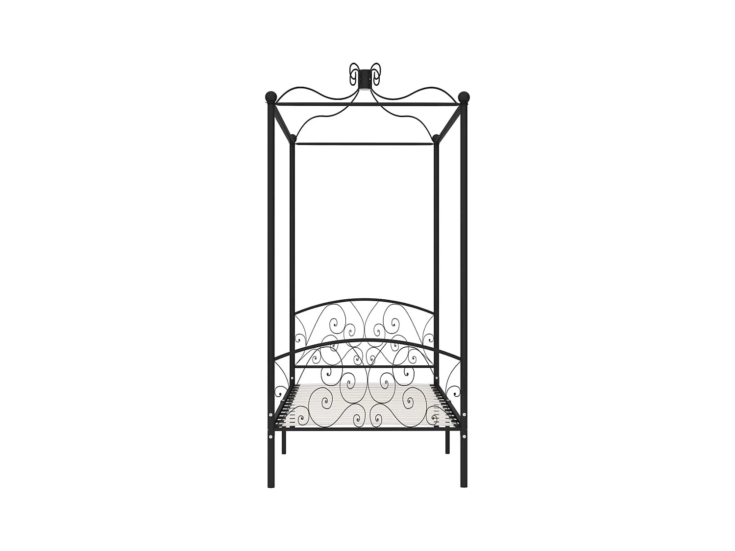 Cadre de lit à baldaquin Noir Métal 100 x 200 cm