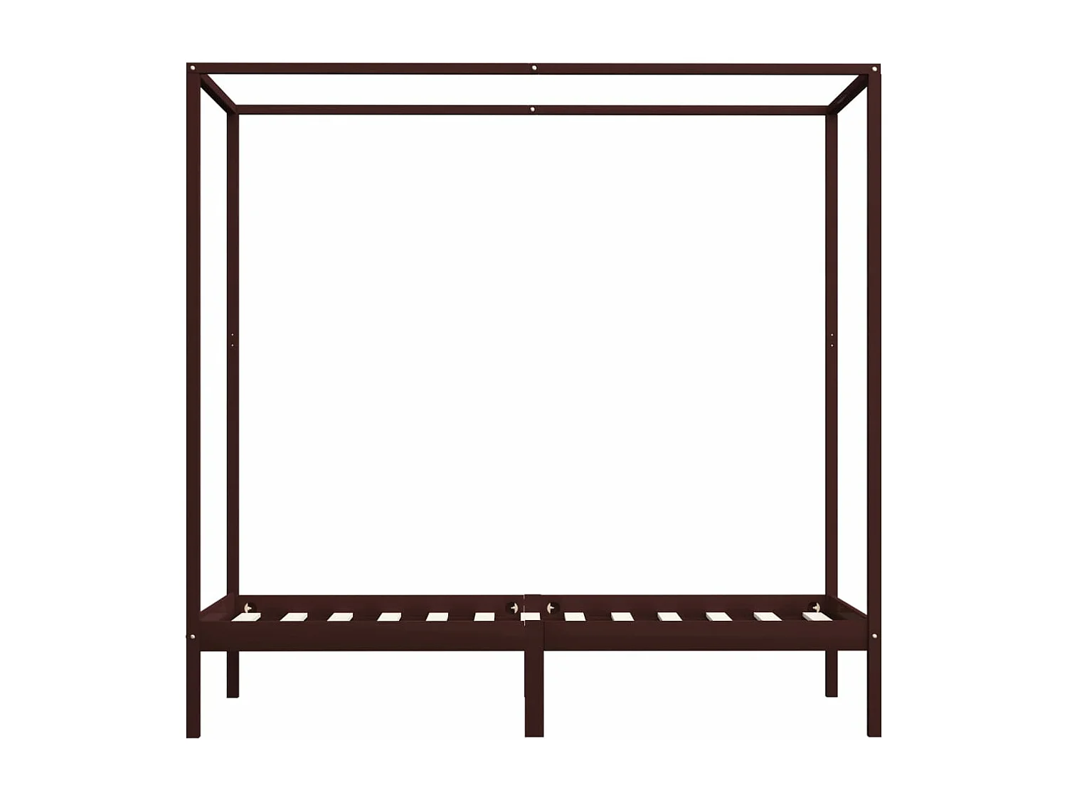 Cama con dosel de madera maciza de pino marrón oscuro 90x200 cm