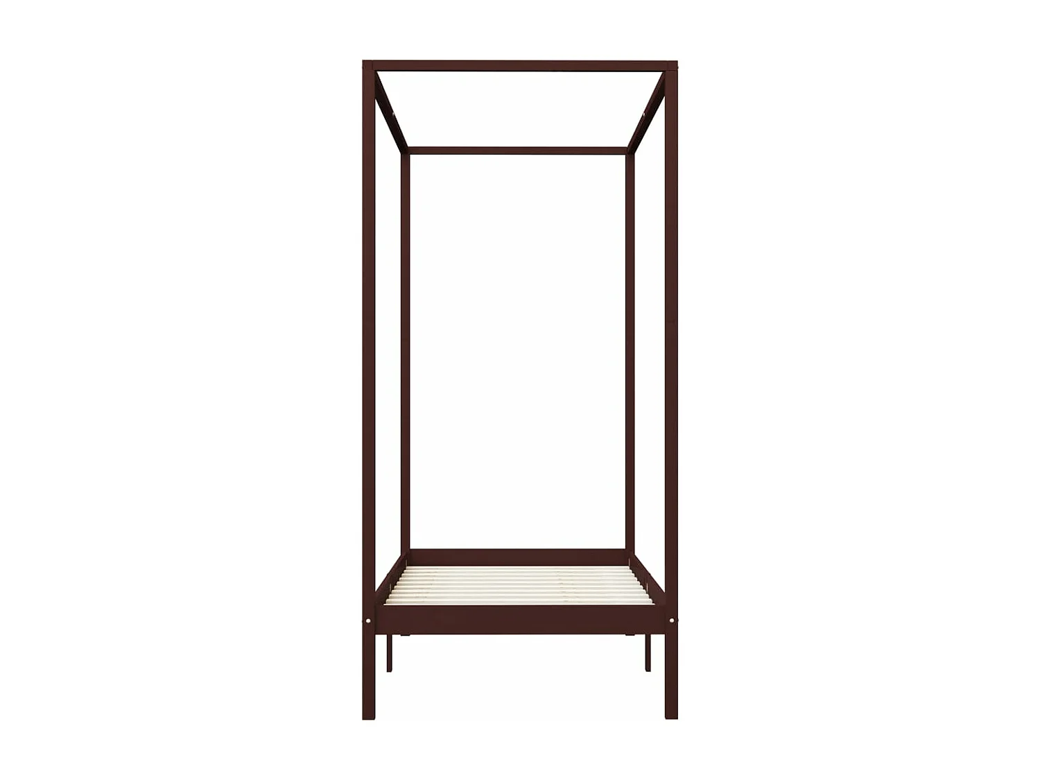 Cama con dosel de madera maciza de pino marrón oscuro 90x200 cm