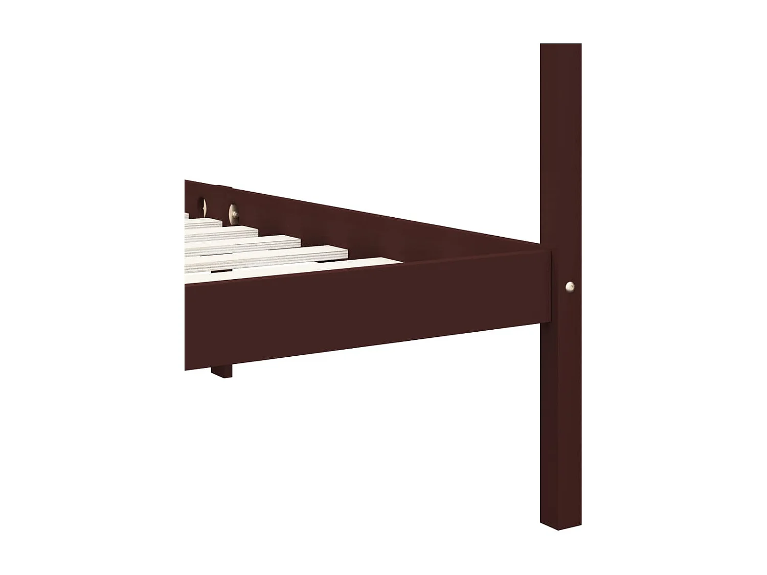 Cama con dosel de madera maciza de pino marrón oscuro 90x200 cm