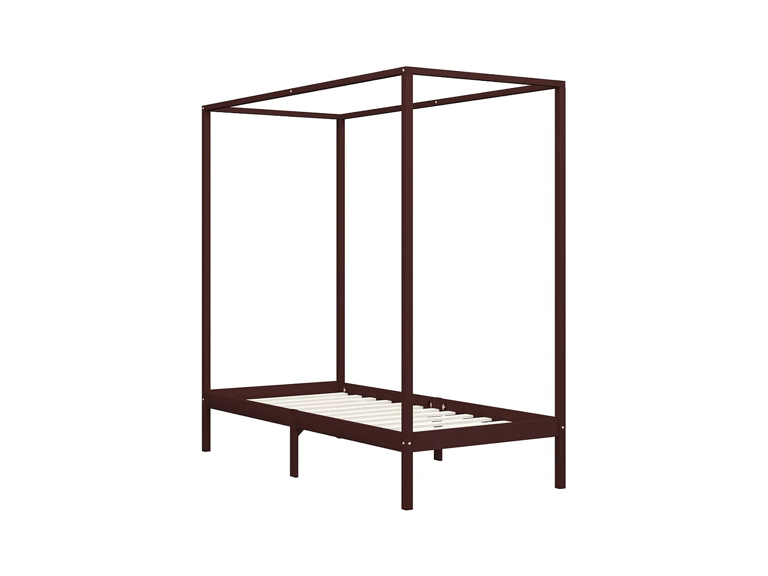 Cadre de lit à baldaquin Marron foncé Pin massif 90 x 200 cm