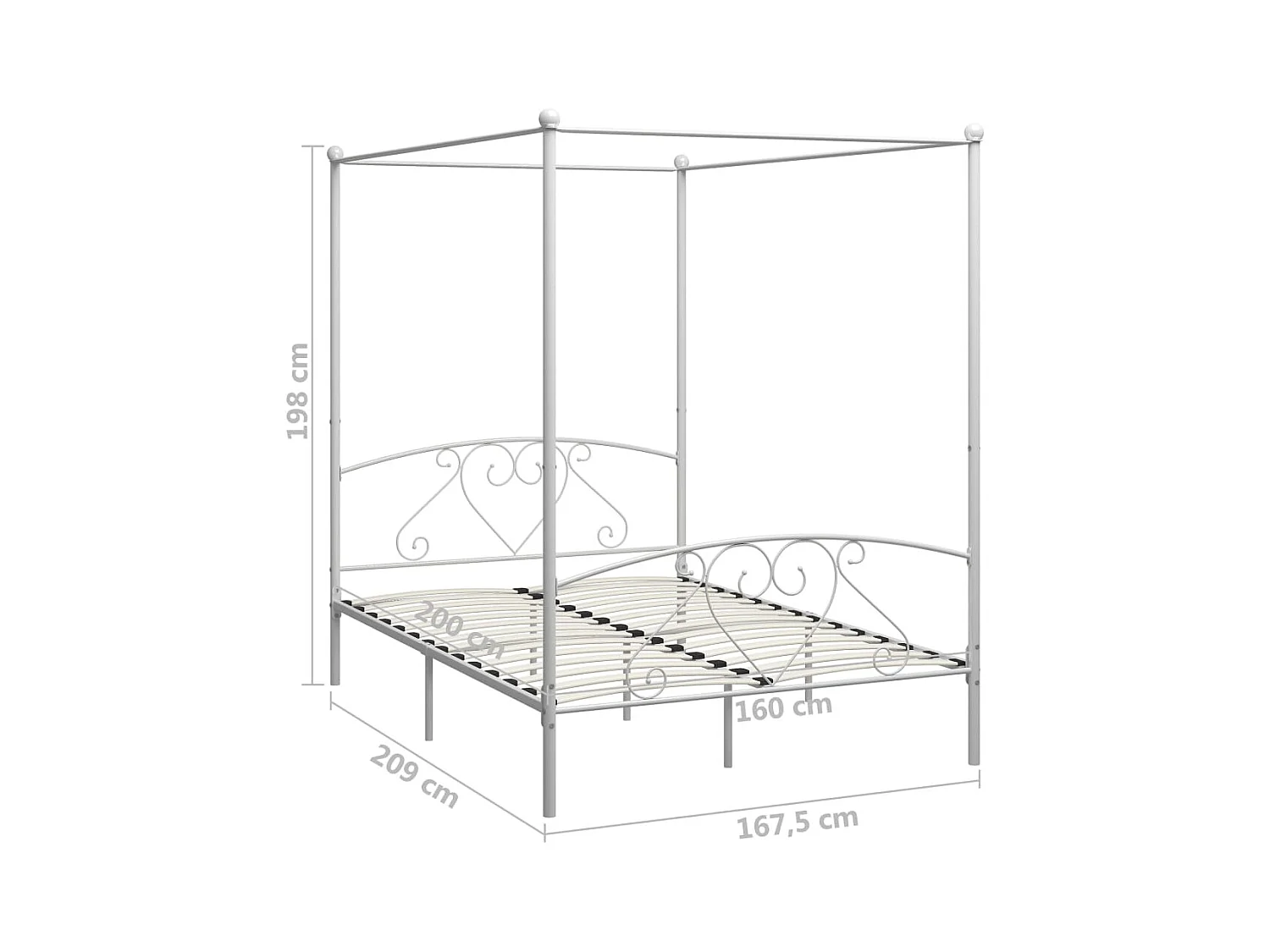 Estructura de cama con dosel metal blanco 160x200 cm