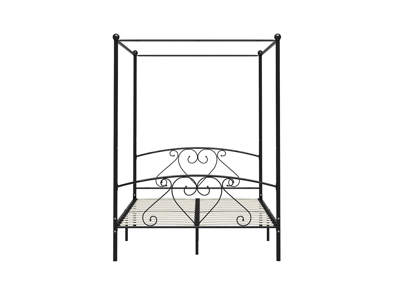 Hemelbedframe metaal zwart 140x200 cm