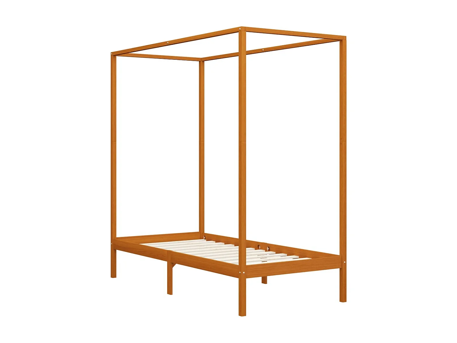 Estrutura de cama com toldo 100x200cm pinho maciço castanho mel