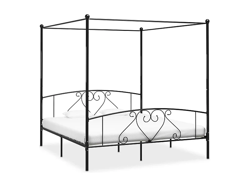 Hemelbedframe metaal zwart 200x200 cm