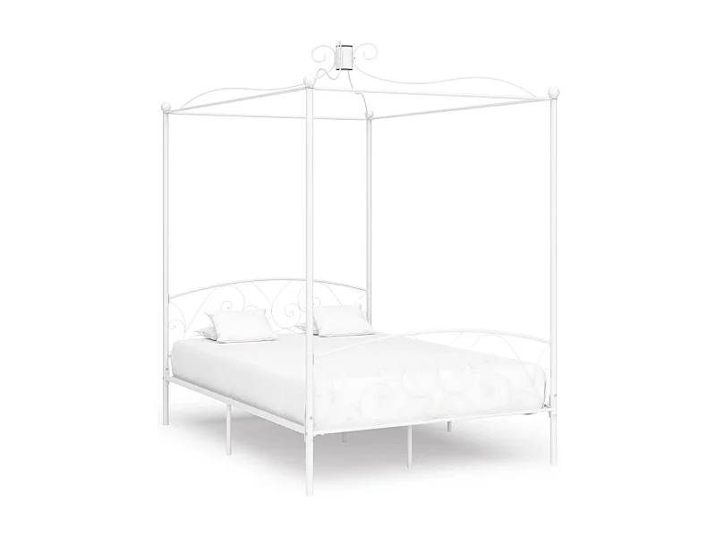 Estructura de cama con dosel metal blanco 140x200 cm