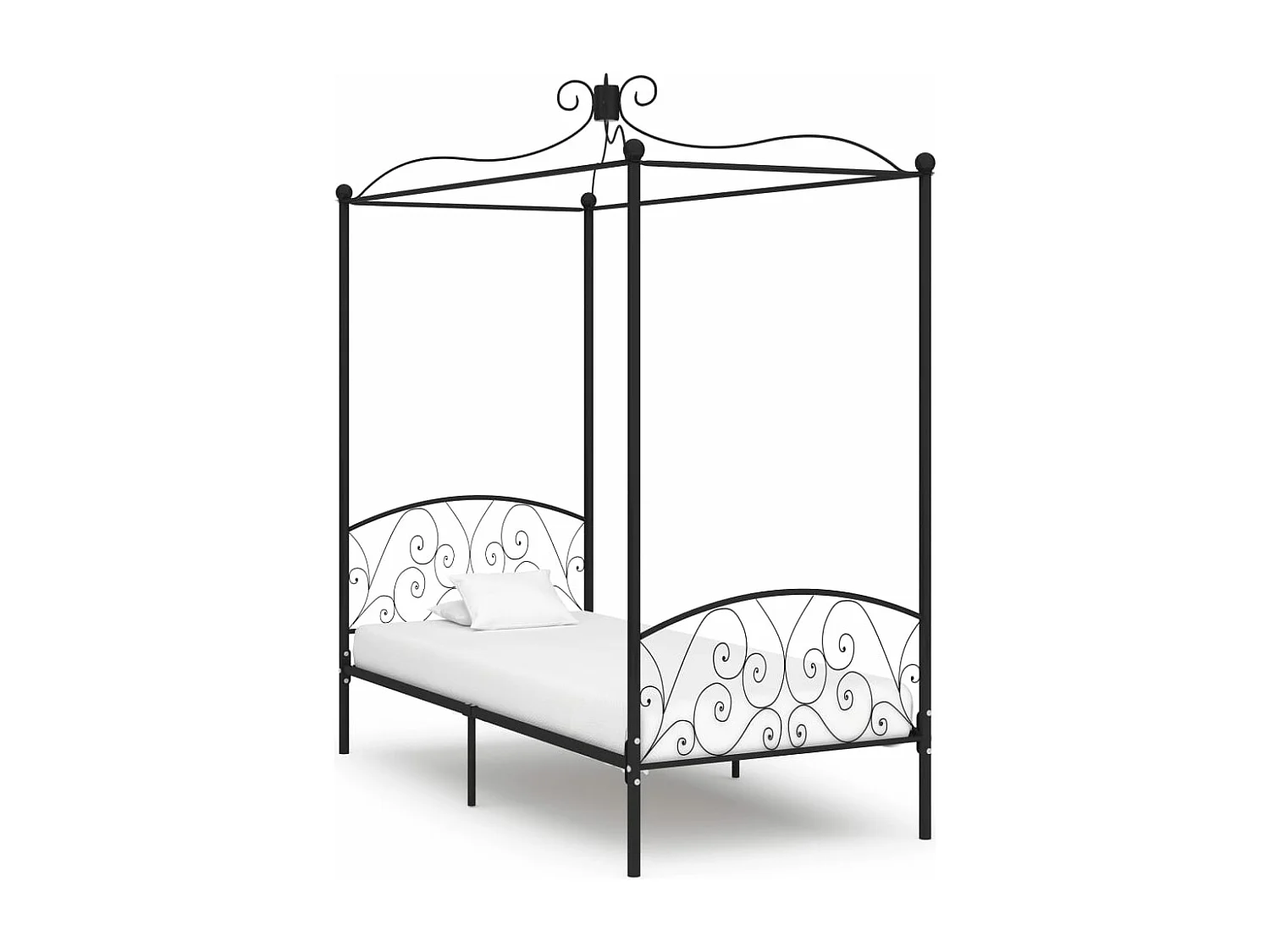 Estructura de cama con dosel metal negro 90x200 cm