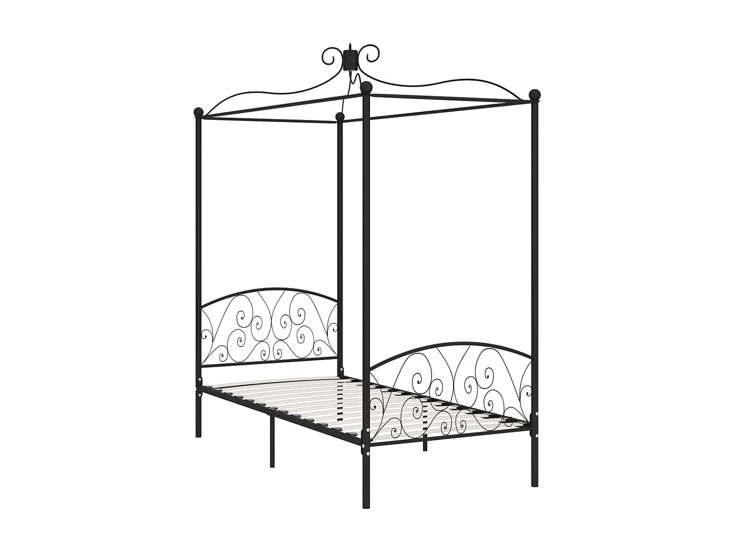 Estructura de cama con dosel metal negro 90x200 cm