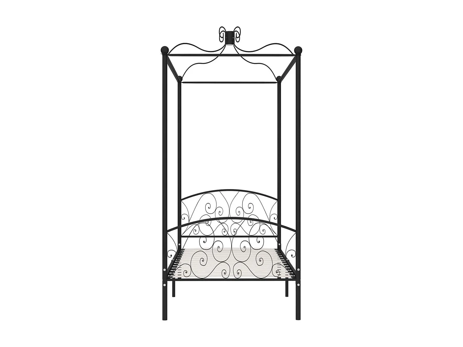 Estructura de cama con dosel metal negro 90x200 cm
