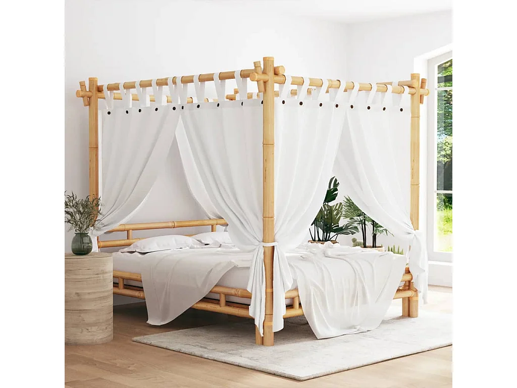 Lit à baldaquin 160x200 cm Bambou