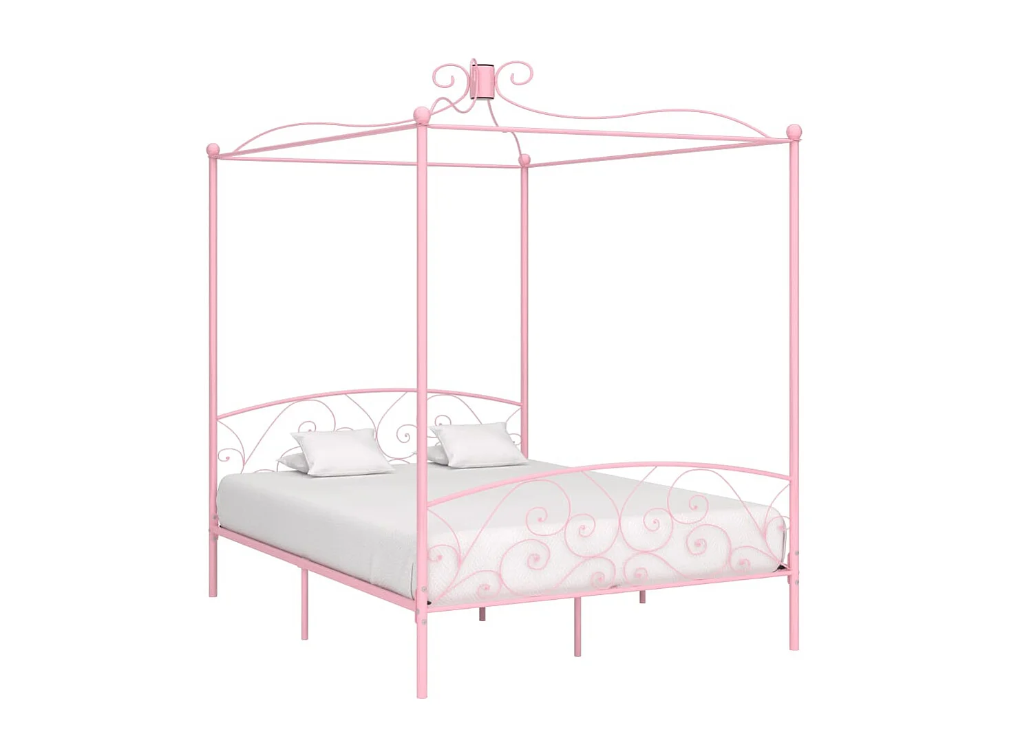 Estructura de cama con dosel metal rosa 180x200 cm