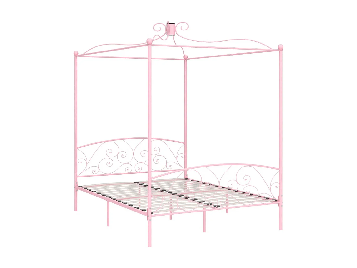 Estructura de cama con dosel metal rosa 180x200 cm